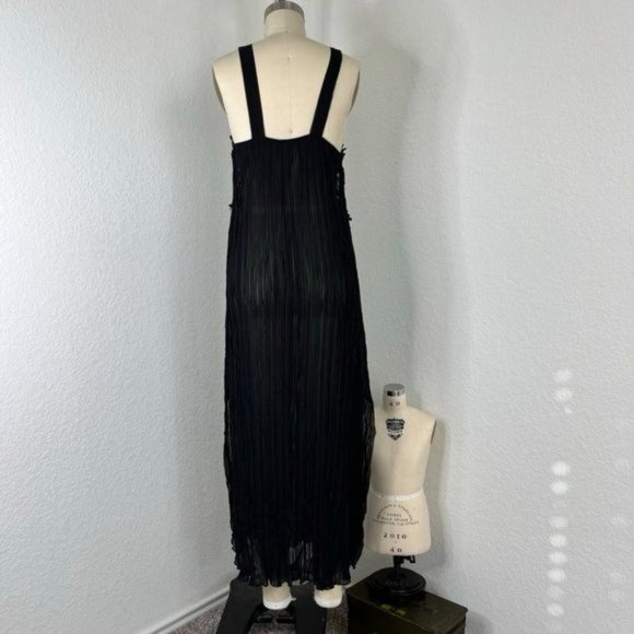 FCUK French Connection Lace Bust Crinkle Midi Slit Dress - Picture 6 of 7